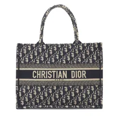 美品 クリスチャン ディオール Christian Dior オブリーク ブック トート ミディアム バッグ キャンバス ネイビー M1296ZRIW 90322861のサムネイル