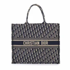 美品 クリスチャン ディオール Christian Dior オブリーク ブック トート ラージ バッグ キャンバス ネイビー M1286ZRIW 90326114のサムネイル