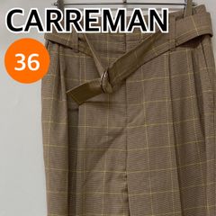CARREMAN キャリーマン パンツ テーパードパンツ チェック柄 ブラウン レディース 36サイズ 【CB1019】