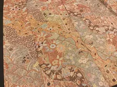 MOH0-0275 上質な小紋　ふくれ織　吉祥更紗花文　金彩　逸品のサムネイル