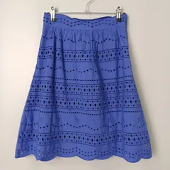 トミーヒルフィガー TOMMY HILFIGER Pure Cotton Schiffli Detail A-Line Skirt シフリー刺繍 Aラインスカート 【XS~S】ブルー／青のサムネイル