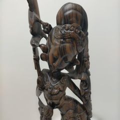 黒檀 木彫 細密彫刻 女神 77cm 大型 バリ 神 神話 置物 彫刻 美術品