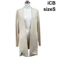 ◆ アイシービー iCB コート ジャケット アウター 長袖 羽織 異素材 オープンスタイル オフホワイト 毛 S 7号 レディース S6H688のサムネイル