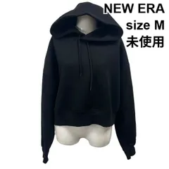 ◆ 未使用 ニューエラ NEW ERA パーカー ショート丈 ブランドロゴプリント フラッグロゴ刺繍 黒 コットン M 9号 レディース S6H734のサムネイル