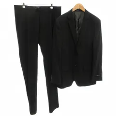 ダナキャランニューヨーク DKNY セットアップ テーラードジャケット スラックスパンツ ウール 42 黒 ブラック 総裏 センターベント 無地 長袖 テーパード センタープレス フルレングス /TL ■ECF007のサムネイル