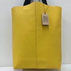 Y5553　【美品】　ecco　エコー　タグ付き　TANNERY SERISE 00!　レザー　牛革　イエロー　黄色　大きめ　大容量　レディース　メンズ　ユニセックス　カウレザーのサムネイル