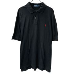 90s Polo by Ralph Lauren 半袖 ポロシャツ XL ブラック ポロラルフローレン ハーフボタン 90年代 ワンポイント ポニー刺繍 夏物 a807-5962