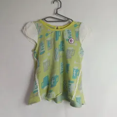 M1-04121 【Kids】 Petit jam (プチジャム） 半袖 子供服Tシャツ (110) /黄緑 全体的にほつれ有 HT-夏のサムネイル