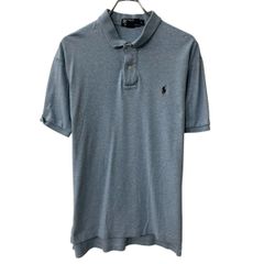 90s Polo by Ralph Lauren 半袖 ポロシャツ L ライトブルー ポロラルフローレン ハーフボタン 90年代 ポニー刺繍 夏物 a807-5964