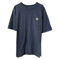 Carhartt 半袖 ロゴTシャツ XL ネイビー カーハート プルオーバー クルーネック 胸ポケット ロゴ刺繍 カットソー 夏物 a807-5981のサムネイル