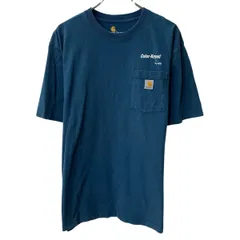 Carhartt 半袖 ロゴTシャツ L ブルー カーハート プルオーバー クルーネック 胸ポケット ロゴ刺繍 ロゴプリント カットソー 夏物 a807-5987のサムネイル