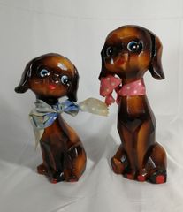 ヴィンテージ 陶器製 ウサギ 2体セット ピンク 昭和レトロ 昭和ポップ