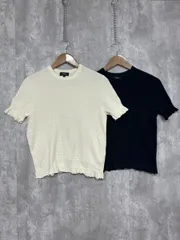 theory セオリー ワッフル ニット 半袖 カットソー sizeS/白 紺 ■◆ レディースのサムネイル