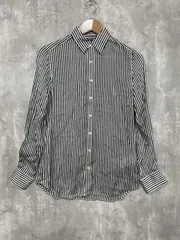 POLO RALPH LAUREN ポロ ラルフローレン シルク100％ ストライプ柄 ブラウス シャツ size0/白ｘ黒 ■◇ レディースのサムネイル