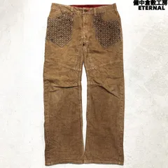 備中倉敷工房 ETERNAL デニムパンツ ジーパン ジーンズ 柿渋染め 和柄 小紋 W36 ブラウン キャメル 茶系 ビチュウクラシキコウボウ エターナルのサムネイル