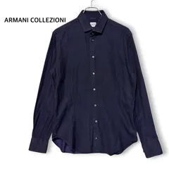 アルマーニ コレツィオーニ ARMANI COLLEZIONI コットン100% 長袖シャツ ドレスシャツ レギュラーカラー スリム 紺色 ネイビー メンズ ビジネス カジュアル フォーマル 上品 高級感 高品質 大人 羽織りのサムネイル