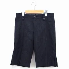 リヴドロワ RIVE DROITE ハーフ パンツ ショート ウール 毛 アンゴラ混 カシミヤ混 ストライプ 柄 ラメ混 裾タック 38 ダークグレー 灰 /HT5のサムネイル