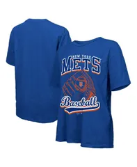マジェスティック レディース トップス Tシャツ Majestic Womens Royal New York Mets Oversized First Base TShirt Royalのサムネイル