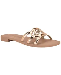 ゲス レディース シューズ サンダル カットアウト ロゴ GUESS Womens Elyho Jellie Logo Cutout Flat Sandals Rose Gold Metallic ゴのサムネイル