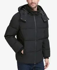 コールハーン メンズ アウター ジャケット・ブルゾン パーカー ジャケット Cole Haan Mens Kenny Puffer Parka Jacket Black ブラックのサムネイル