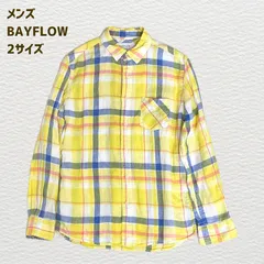 BAYFLOW ベイフロー／リネンシャツ チェック イエロー サイズ2のサムネイル