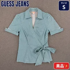 GUESS JEANS カシュクールブラウス 半袖 ストライプ S レディースのサムネイル
