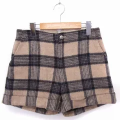 クローラ crolla パンツ ショート チェック ロールアップ ウール 起毛 38 ベージュ /FT34のサムネイル
