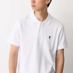 AMI PARIS アミパリス ポロシャツ トップス Ami de Coeur ショートスリーブ HPL411 760 メンズ ユニセックス ホワイト ブラック コットン ロゴ刺しゅうAMI ALEXANDRE MATTIUSSI AMI DE COEURのサムネイル