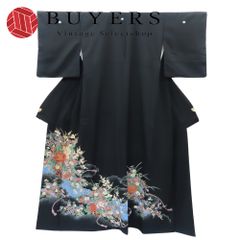 中古】 着物セット 紬 アンサンブル 正絹 着丈約91cm 裄丈約68cm