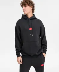 ヒューゴボス メンズ アウター パーカー・スウェット ロゴ Hugo Boss Dilvanoversized Wax Logo Pullover Hoodie Black ブラックのサムネイル