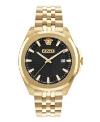 [Free Shipping] Versace Men's Luxury IP Yellow Gold Stainless Steel Bracelet Watch 42mm Gold