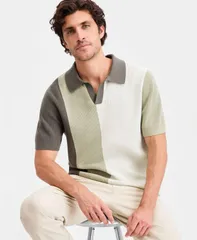 アルファニ メンズ アウター ニット・セーター コットン カラーブロック Alfani Mens Cotton Colorblocked Johnny Collar Sweater Macys Excのサムネイル