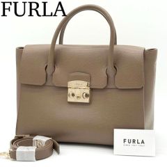FURLA メトロポリス サッチェル ハンドバッグ 2way レザー ブラウン 