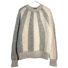 90年代 LANDS' END ランズエンド ウールニットセーター ストライプ グレー(メンズ L)中古 古着 Y5571のサムネイル
