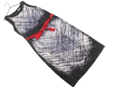 PAULE KA ポールカ シルク100% 総柄 ウエストリボン付き ノースリーブ ワンピース size38/黒 ■◆ レディースのサムネイル