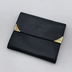 Yves Saint Laurent イヴサンローラン 折り財布 二つ折り YSL カサンドラ レザー 本革 シボ革 ブラック 黒色 ゴールド 金色のサムネイル