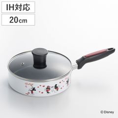 フライパン 20cm IH対応 蓋付き ミッキー＆ミニー （ ガス火対応 ふっ素加工 フッ素加工 軽い ガラス蓋 20センチ フッ素コーティング アルミ製 軽量 可愛い キャラクター かわいい 調理器具 )