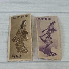 銭単位切手】《見返り美人》＆《月に雁》/ 切手趣味週間【古切手