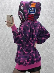 A BATHING APE® AAPE ストリート パンク PURPLE パープルカモ シャーク フーディ ジップアップ L C13092のサムネイル