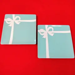 TIFFANY & Co. ティファニー ブルーボックス スクエアプレート 14.2cm 2枚セット リボン柄 陶磁器 共箱なし 《NO 01437》のサムネイル