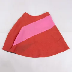 コムデギャルソンCOMME des GARCONS ウールリネンパッチワークフレアミニスカート 赤ピンクSのサムネイル