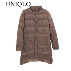 UNIQLO ユニクロ ロングダウンコート スタンドカラー ポケット付き ブラウン Mサイズのサムネイル