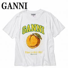 ガニー GANNI T3529 151 BRIGHT WHITE XS S M L XL Tシャツ 半袖 ロゴ プリント おしゃれ ウィメンズ レディース ブライト ホワイト
