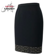 新品未使用 FENDI フェンディ ロゴプリント ニットスカート 膝丈スカート ウール スカート レディース A3-00231 新品【中古】