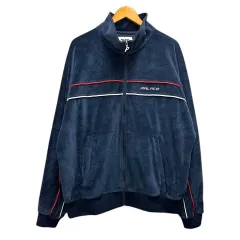 パレス Palace 25SS PIPED VELOUR FUNNEL ブルゾン ジャンパー ジャージ ベロア ロゴ刺繍 長袖 XL 紺 ネイビーのサムネイル