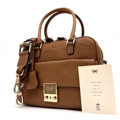 極美品 アニヤハインドマーチ ANYA HINDMARCH カーカー 2way ハンドバッグ ショルダーバッグ レザー 本革 キャメル ブラウン 茶 ゴールド金具 夏休み 帰省 お盆 敬老の日 シルバーウィーク 秋 ギフト プレゼント ご褒美 レディースのサムネイル