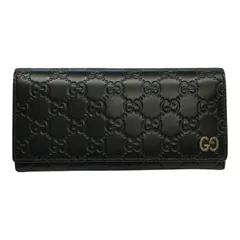 GUCCI グッチ GGシグネチャー DORIAN 長財布 メンズ 2つ折り レザー ドリアン シマ エンボス ブラック 481727 中古 T1のサムネイル