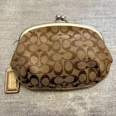 美品】COACH コーチ がま口 コインケース ミニシグネチャー ブラウン