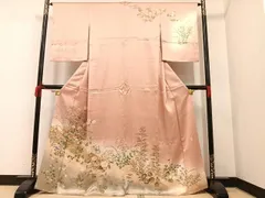 MOH0-0289 訪問着　作家物　草花文　暈し染め　金彩　正絹　逸品のサムネイル