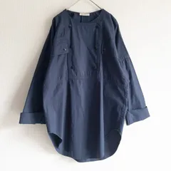 NINA RICCI ニナリッチ シャツ ブラウス ノーカラー プルオーバー ドルマンスリーブ コットン ネイビー ポーランド製 レディース XS b01934のサムネイル